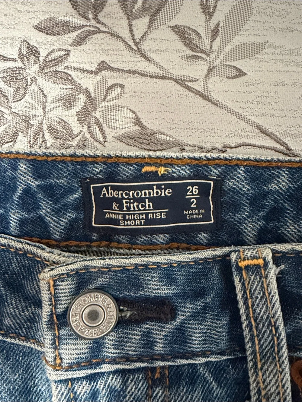 Abercrombie & Fitch Distressed Blue High-Rise Jean Shorts